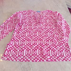 J. McLaughlin pink white tunic size small